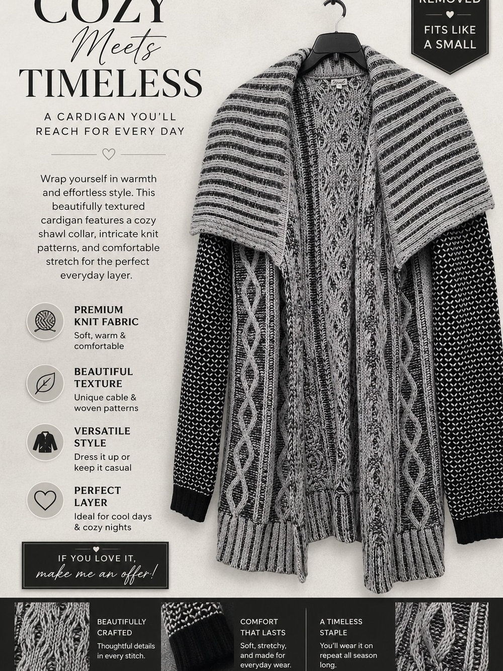 Cozy Meets Timeless Gray Shawl Collar Cardigan Sweater